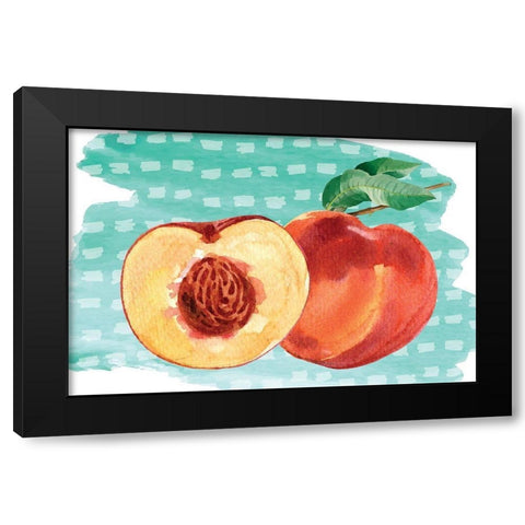 Peachy Keen II Black Modern Wood Framed Art Print by ND Art
