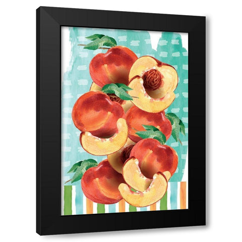 Peachy Keen III Black Modern Wood Framed Art Print by ND Art