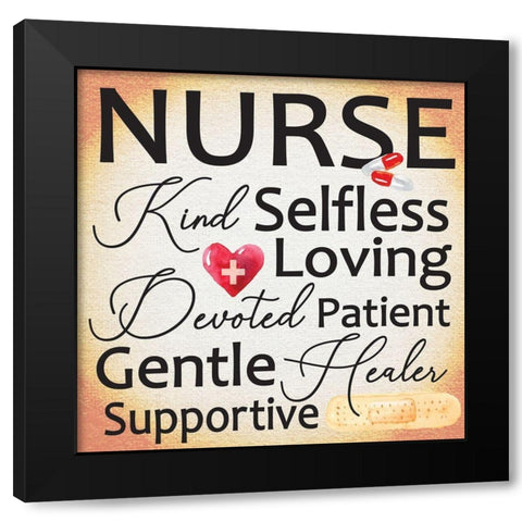 Nurse III Black Modern Wood Framed Art Print by ND Art