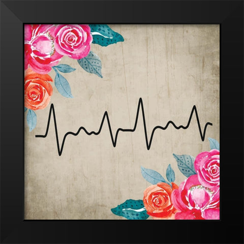 Heart Rate Black Modern Wood Framed Art Print by ND Art