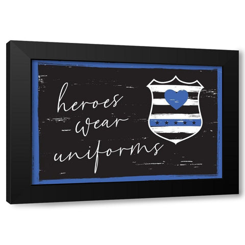 Heroes Wear Uniforms Black Modern Wood Framed Art Print with Double Matting by ND Art