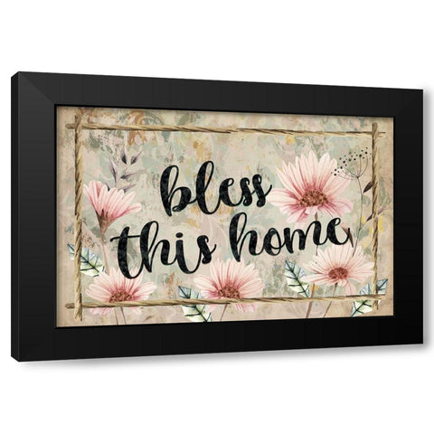 Bless This Home Black Modern Wood Framed Art Print with Double Matting by ND Art