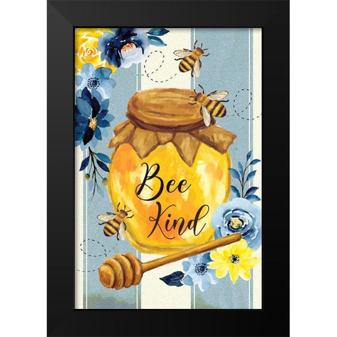 Bee Kind Black Modern Wood Framed Art Print by ND Art