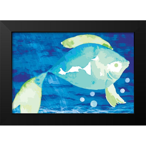 Fish Black Modern Wood Framed Art Print by ND Art