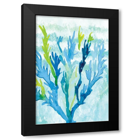 Coral Black Modern Wood Framed Art Print by ND Art