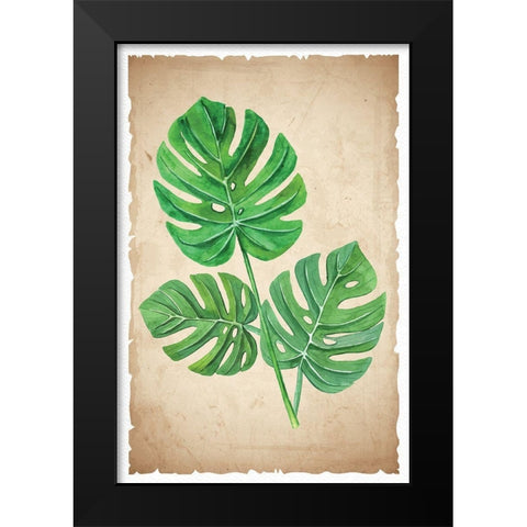 Banana Leaves Black Modern Wood Framed Art Print by ND Art