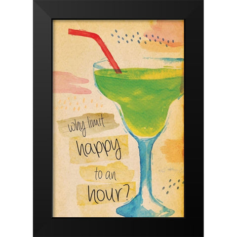 Happy Hour Black Modern Wood Framed Art Print by ND Art