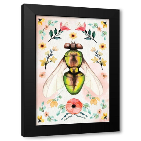 Insects I Black Modern Wood Framed Art Print with Double Matting by ND Art