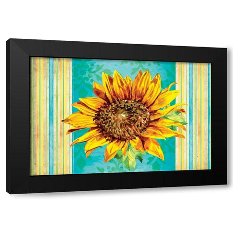 Sunflower Black Modern Wood Framed Art Print by ND Art