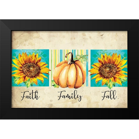Faith, Family, Fall Black Modern Wood Framed Art Print by ND Art