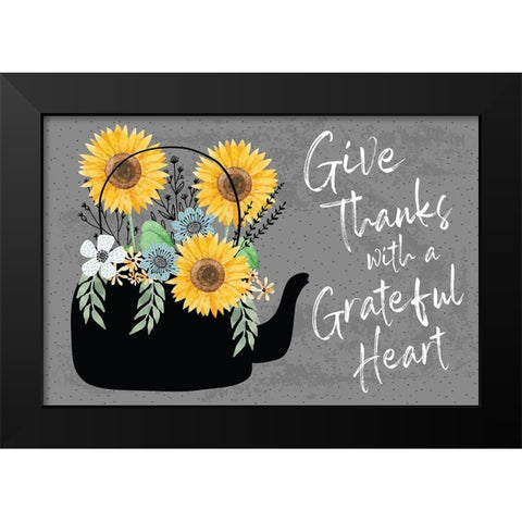 Grateful Heart Black Modern Wood Framed Art Print by ND Art