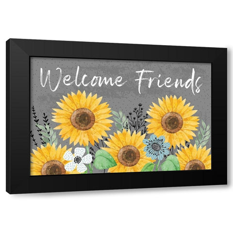 Welcome Friends Black Modern Wood Framed Art Print with Double Matting by ND Art