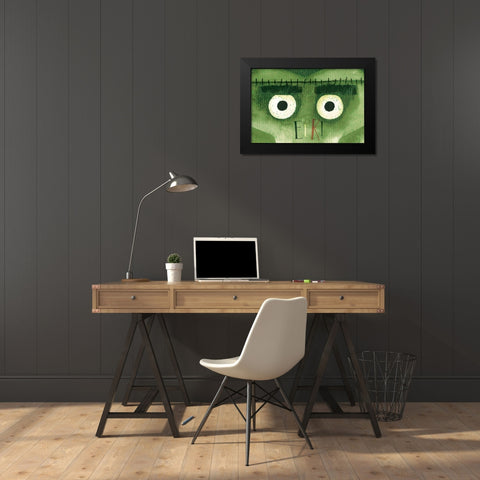 Frankenstein Black Modern Wood Framed Art Print by ND Art