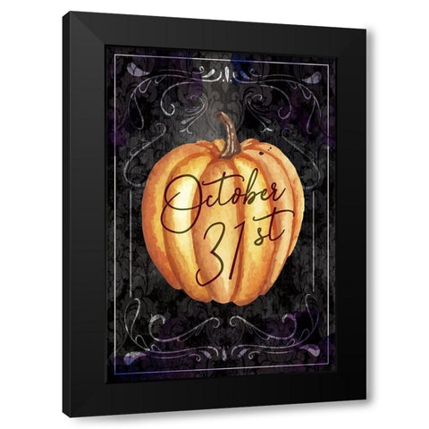 Halloween Pumpkin Black Modern Wood Framed Art Print by ND Art