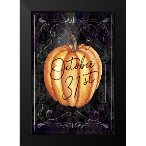 Halloween Pumpkin Black Modern Wood Framed Art Print by ND Art