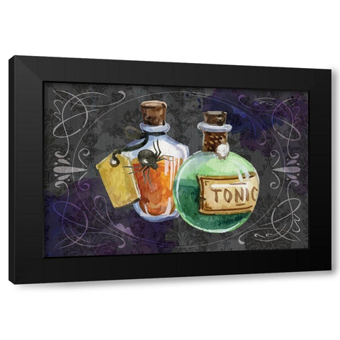 Potions Black Modern Wood Framed Art Print by ND Art