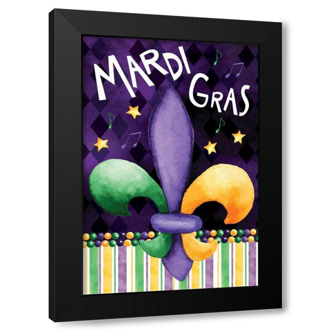 Mardi Gras Black Modern Wood Framed Art Print by ND Art