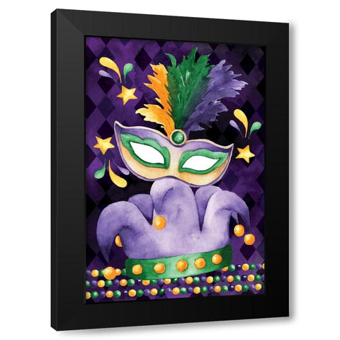 Mardi Gras II Black Modern Wood Framed Art Print by ND Art