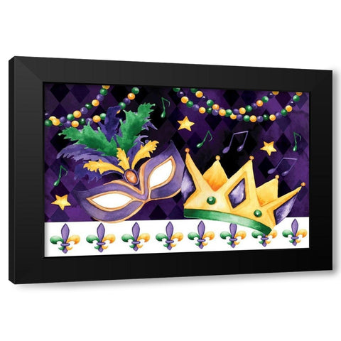 Mardi Gras III Black Modern Wood Framed Art Print by ND Art