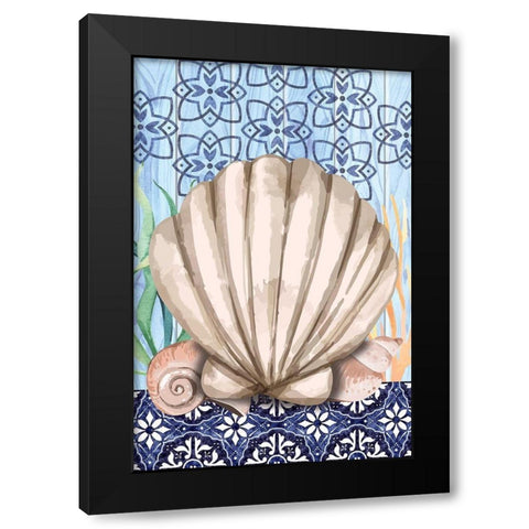 Shell Black Modern Wood Framed Art Print by ND Art