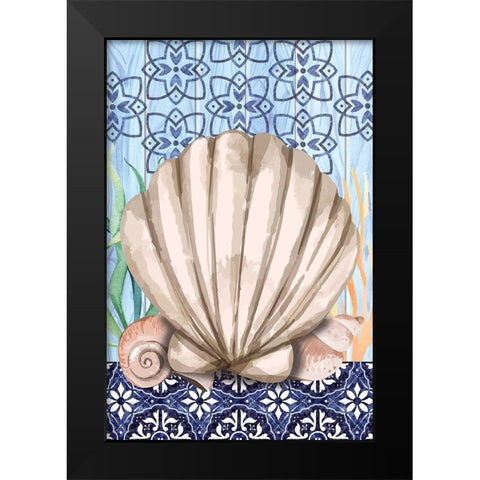 Shell Black Modern Wood Framed Art Print by ND Art