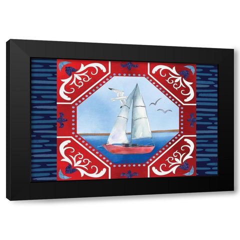 Sailboat Black Modern Wood Framed Art Print with Double Matting by ND Art