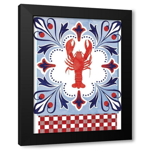 Lobster Black Modern Wood Framed Art Print by ND Art