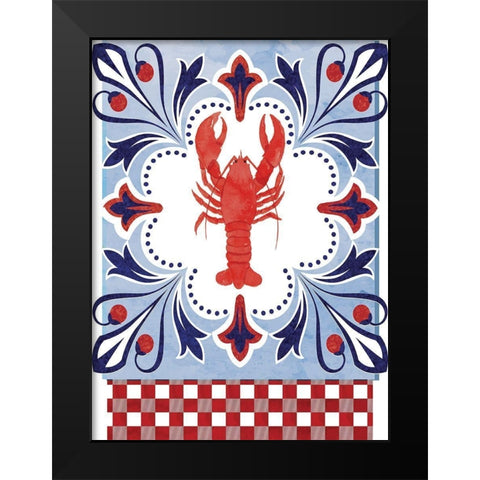 Lobster Black Modern Wood Framed Art Print by ND Art