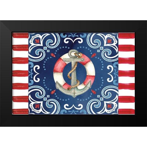 Life Saver Black Modern Wood Framed Art Print by ND Art