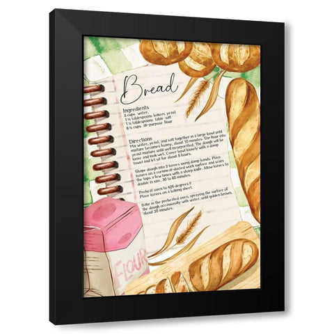 Bread Recipe Black Modern Wood Framed Art Print with Double Matting by ND Art