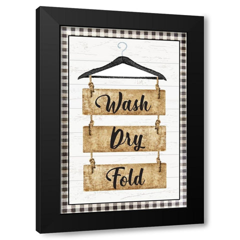 Wash Dry Fold Black Modern Wood Framed Art Print with Double Matting by ND Art
