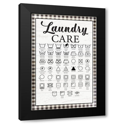 Laundry Instructions Black Modern Wood Framed Art Print with Double Matting by ND Art