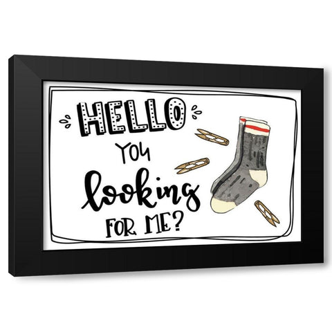 Lost Sock Black Modern Wood Framed Art Print with Double Matting by ND Art