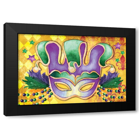 Mardi Gras IV Black Modern Wood Framed Art Print by ND Art