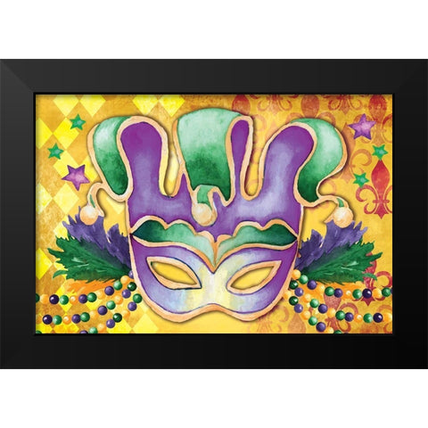 Mardi Gras IV Black Modern Wood Framed Art Print by ND Art