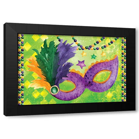 Mardi Gras V Black Modern Wood Framed Art Print with Double Matting by ND Art