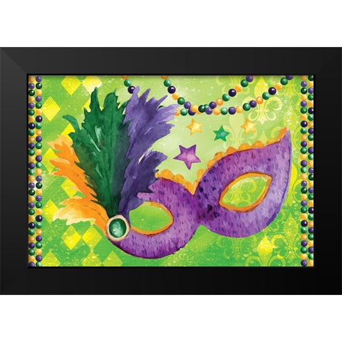 Mardi Gras V Black Modern Wood Framed Art Print by ND Art