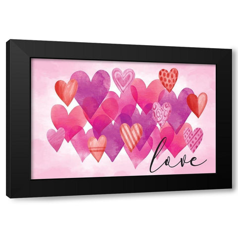 Valentines Love Black Modern Wood Framed Art Print with Double Matting by ND Art