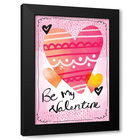 Be My Valentine Black Modern Wood Framed Art Print by ND Art