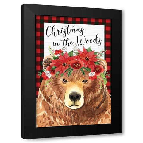 Christmas in the Woods Black Modern Wood Framed Art Print with Double Matting by ND Art
