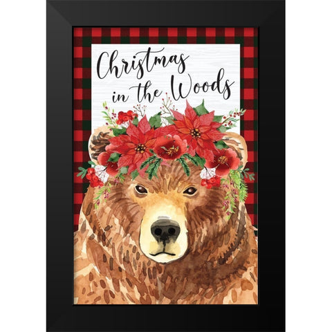 Christmas in the Woods Black Modern Wood Framed Art Print by ND Art