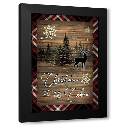 Christmas at the Cabin Black Modern Wood Framed Art Print by ND Art