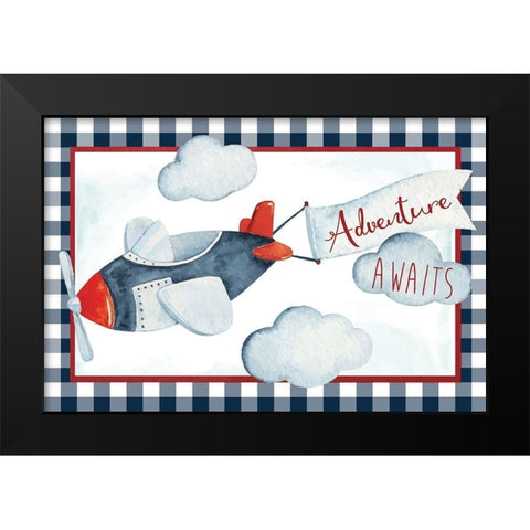 Adventure Awaits Black Modern Wood Framed Art Print by ND Art