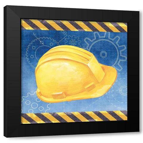 Hard Hat Black Modern Wood Framed Art Print with Double Matting by ND Art
