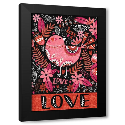 Love Birds Black Modern Wood Framed Art Print by ND Art