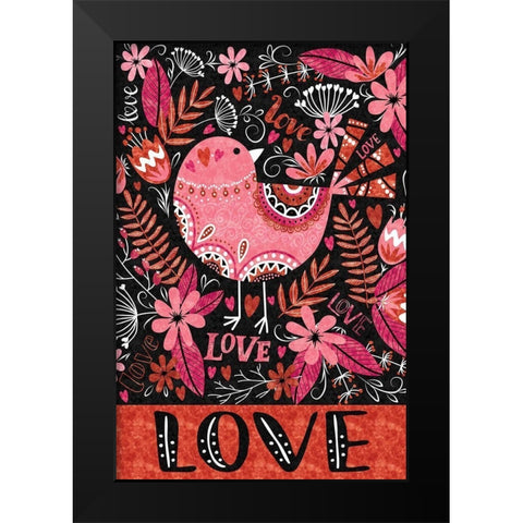 Love Birds Black Modern Wood Framed Art Print by ND Art