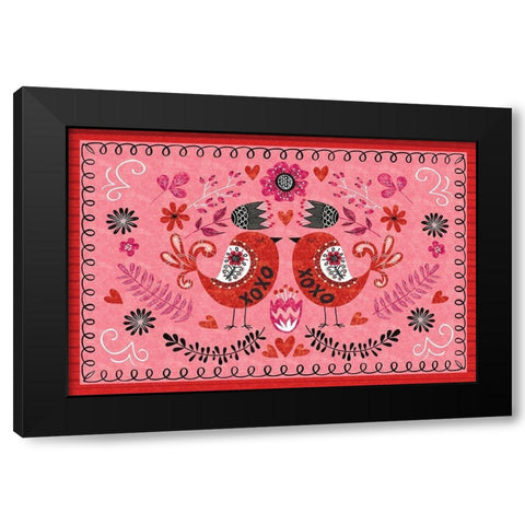 Love Birds II Black Modern Wood Framed Art Print by ND Art