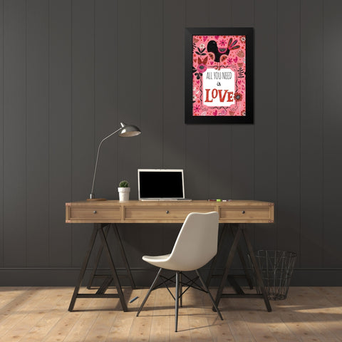 All You Need is Love Black Modern Wood Framed Art Print by ND Art