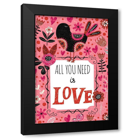 All You Need is Love Black Modern Wood Framed Art Print by ND Art