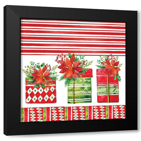 Presents Pattern Black Modern Wood Framed Art Print by ND Art